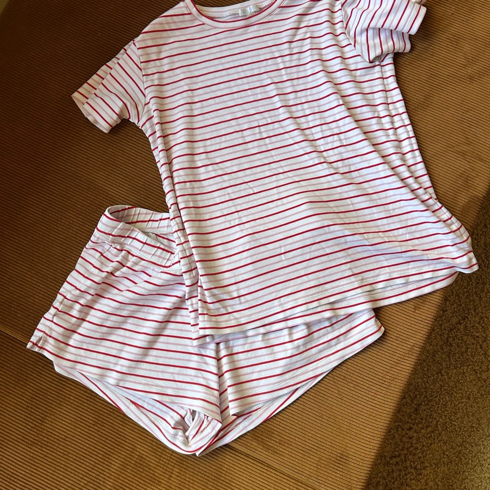lake Red and White Striped Pajama Set